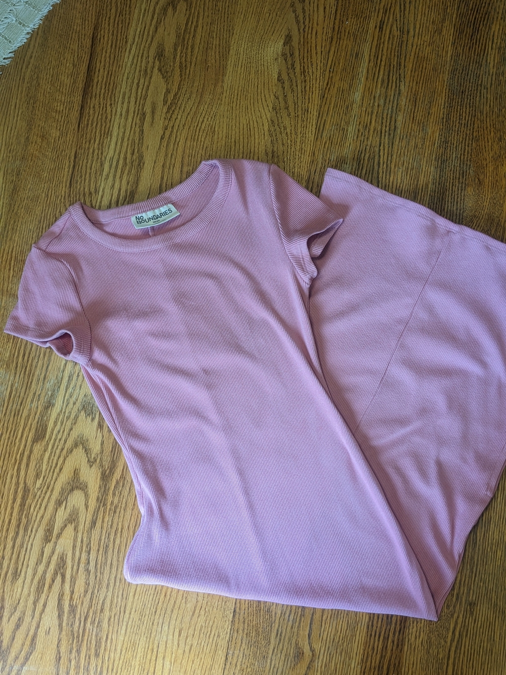 No Boundaries Lavender Pink Short-Sleeve Ribbed Dress